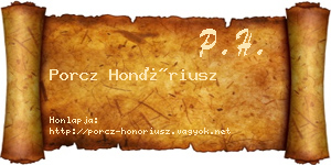 Porcz Honóriusz névjegykártya